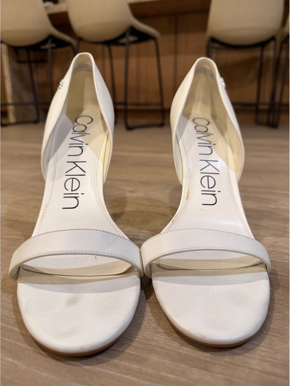 Calvin Klein White Open-Toe Stiletto Heels 🤍